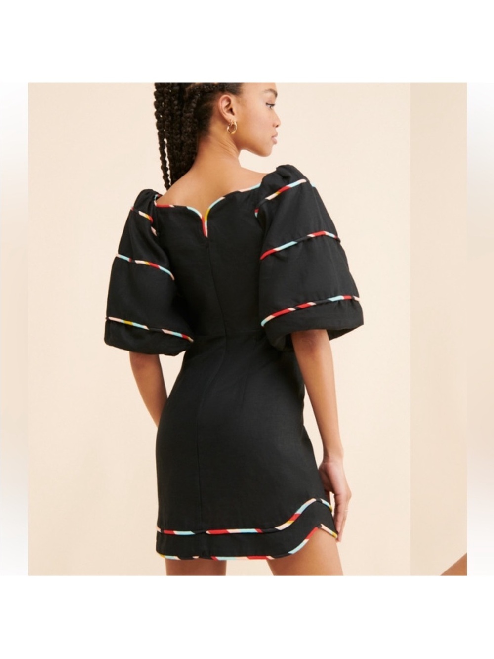FARM Rio Black Colored Stripes Mini-Dress - Picture 3 of 16